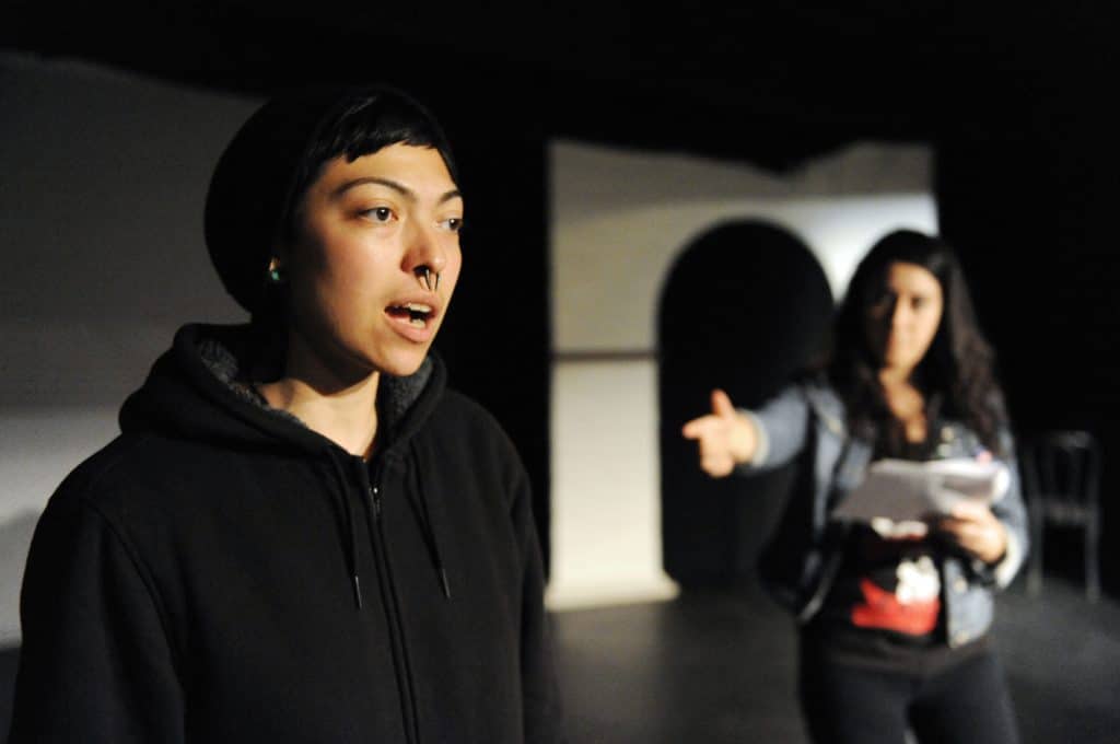 During a rehearsal of the Salinas Movement Project at Teatro Campesino, poet Manny Garcia is detained by Emily Morales.
Salinas Youth Initiative: Artists Ink
United States, California, Monterey County, Salinas, Monterey, Jay Dunn, The Packard Foundation, Artists Ink, photographer, freelance, photography, multimedia, video, social justice, social services, photojournalism, www.jaydunn.org, jay@jaydunn.com