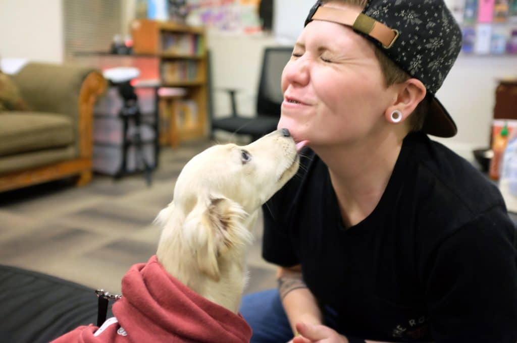 A happy pet licks Summer Rae Worshams face after Movie Night at the Epicenter in Salinas.
Salinas Youth Initiative: The Epicenter
United States, California, Monterey County, Salinas, Monterey, Jay Dunn, The Packard Foundation, The Epicenter, photographer, freelance, photography, multimedia, video, social justice, social services, photojournalism, www.jaydunn.org, jay@jaydunn.com