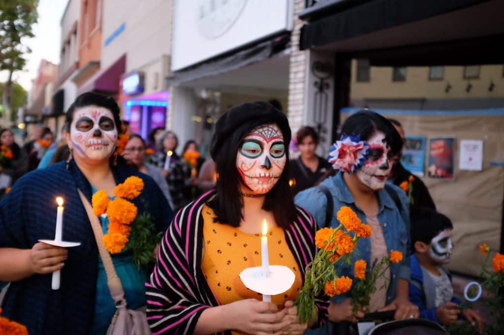 Women painted as Catrinas walk along Main Street in Salinas as part of Hijos del Sols 2016 Day of the Dead commemoration.
Salinas Youth Initiative: Hijos del Sol
United States, California, Monterey County, Salinas, Monterey, Jay Dunn, The Packard Foundation, Hijos del Sol, photographer, freelance, photography, multimedia, video, social justice, social services, photojournalism, www.jaydunn.org, jay@jaydunn.com