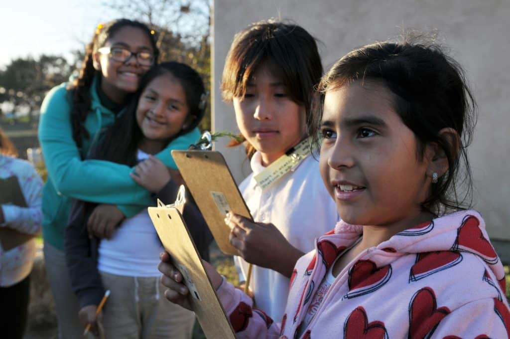 Holding their notes on fragrant herbs, children from east Salinas visiting the Agriculture & Land-Based Training Association (ALBA) organic farm listen to Luis Rodriguez of Urban Arts Collaborative. From left, they are Estefania Morales, Sayuti Manzano, Naxhiely Toriz, and Evelyn Medina.
Salinas Youth Initiative: Urban Arts Collaborative
United States, California, Monterey County, Salinas, Monterey, Jay Dunn, The Packard Foundation, Urban Arts Collaborative, photographer, freelance, photography, multimedia, video, social justice, social services, photojournalism, www.jaydunn.org, jay@jaydunn.com